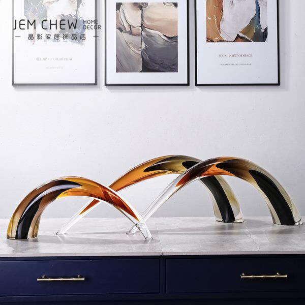 北欧创意个性牛角造型玄关书桌面装饰玻璃摆件酒店别墅家居软装