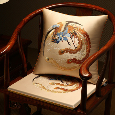 坐垫带靠背一体新中式红r木家俱凳子垫子靠背垫实木沙发垫定制椅