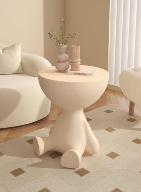 奶油落地摆件沙发客厅茶几简约床头柜卧室床边小型V置物架家用凳