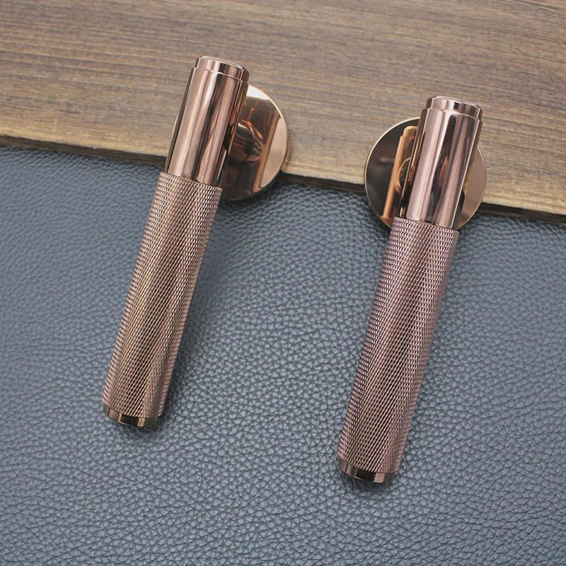 欧式室内门d铜执手静音分体锁酒店房门实心把手静音防盗机械门锁