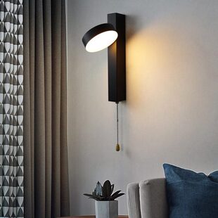 创意简约卧室床头壁灯酒店客房客厅背景墙书房带拉绳开关阅读灯