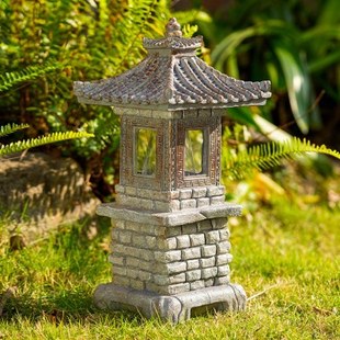 太阳能中式古风仿石塔灯花园摆件装饰户外庭园造景氛围营造装饰品