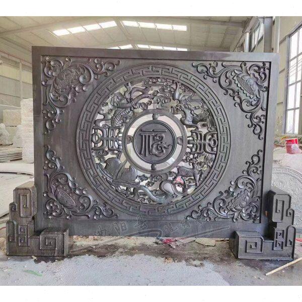 大理石石雕屏风照壁青石浮雕壁画庭院别墅镂空影壁墙背景墙雕刻