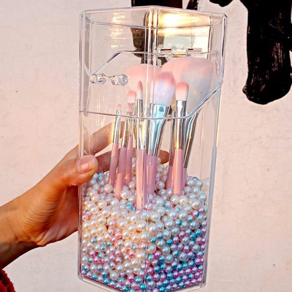 透明亚克力化妆刷收纳桶精品美妆刷子收纳盒笔刷筒刷具防尘带珍珠,收纳整理,化妆刷收纳盒/桶,淘宝优惠券,粉丝福利购,淘宝优惠卷