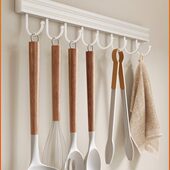 卡贝厨房挂钩免打孔挂杆可移动锅铲勺子置物架挂架排钩壁挂式 收纳