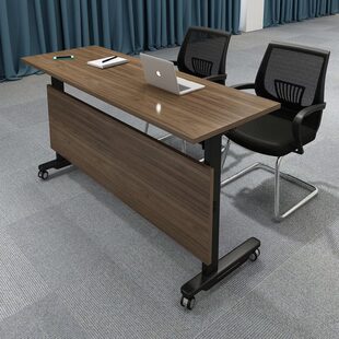 折叠培训桌椅组合长条形桌拼接翻板桌双人移动桌子课桌双层会议桌