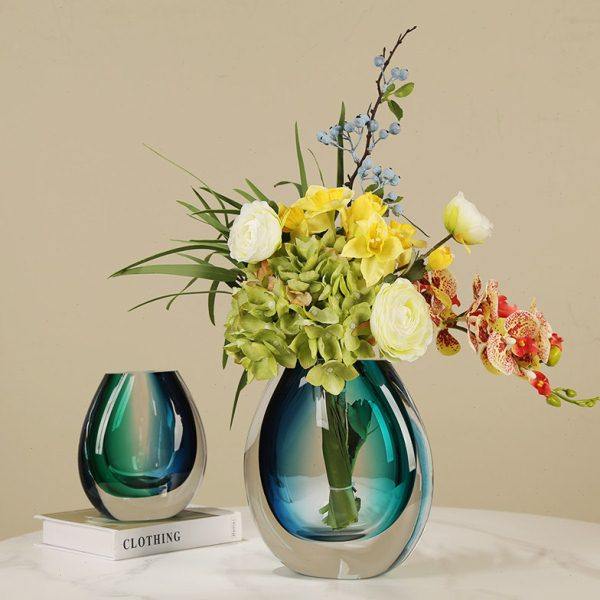 轻奢琉璃艺术彩色渐变花瓶客厅茶几电视柜可水培插花花器桌面装饰,家居饰品,花瓶,淘宝优惠券,粉丝福利购,淘宝优惠卷
