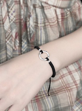 足银平安扣女轻奢高n级感红色本命年手绳中国风情侣手链男生礼物