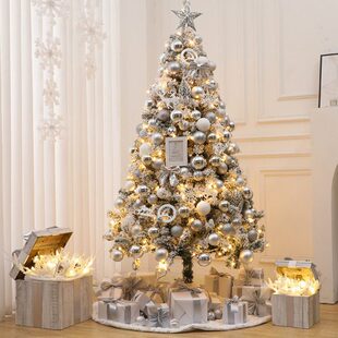 2022新款落雪圣诞树家用套餐1.5/1.8米北欧植绒树装饰圣诞节摆件