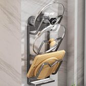 强力吸盘锅盖架免打孔壁挂式 多层多功能菜板置物架挂架 厨房挂壁式