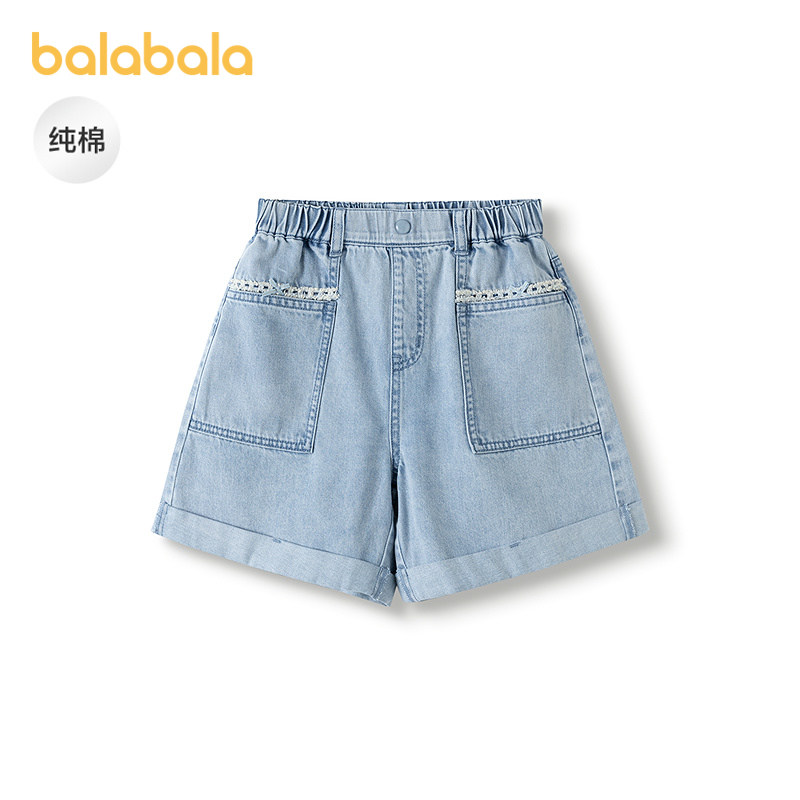 巴拉巴拉短裤女童全棉牛仔裤甜美