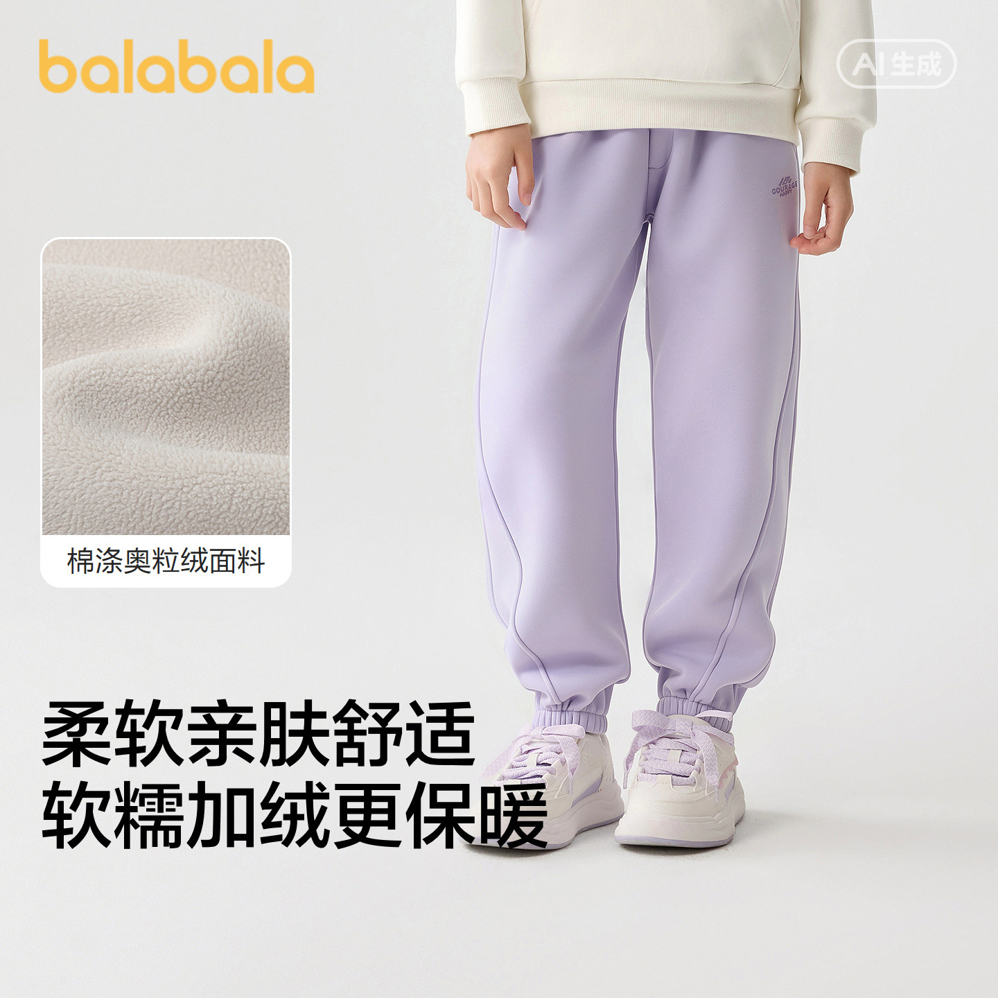 巴拉巴拉balaOne男女童加绒长裤