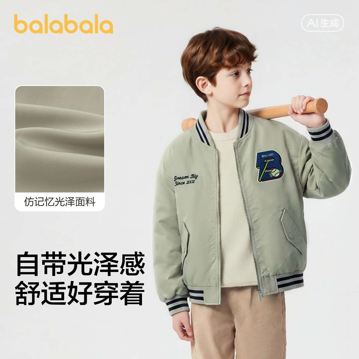 巴拉巴拉男童撞色棒球服外套时尚