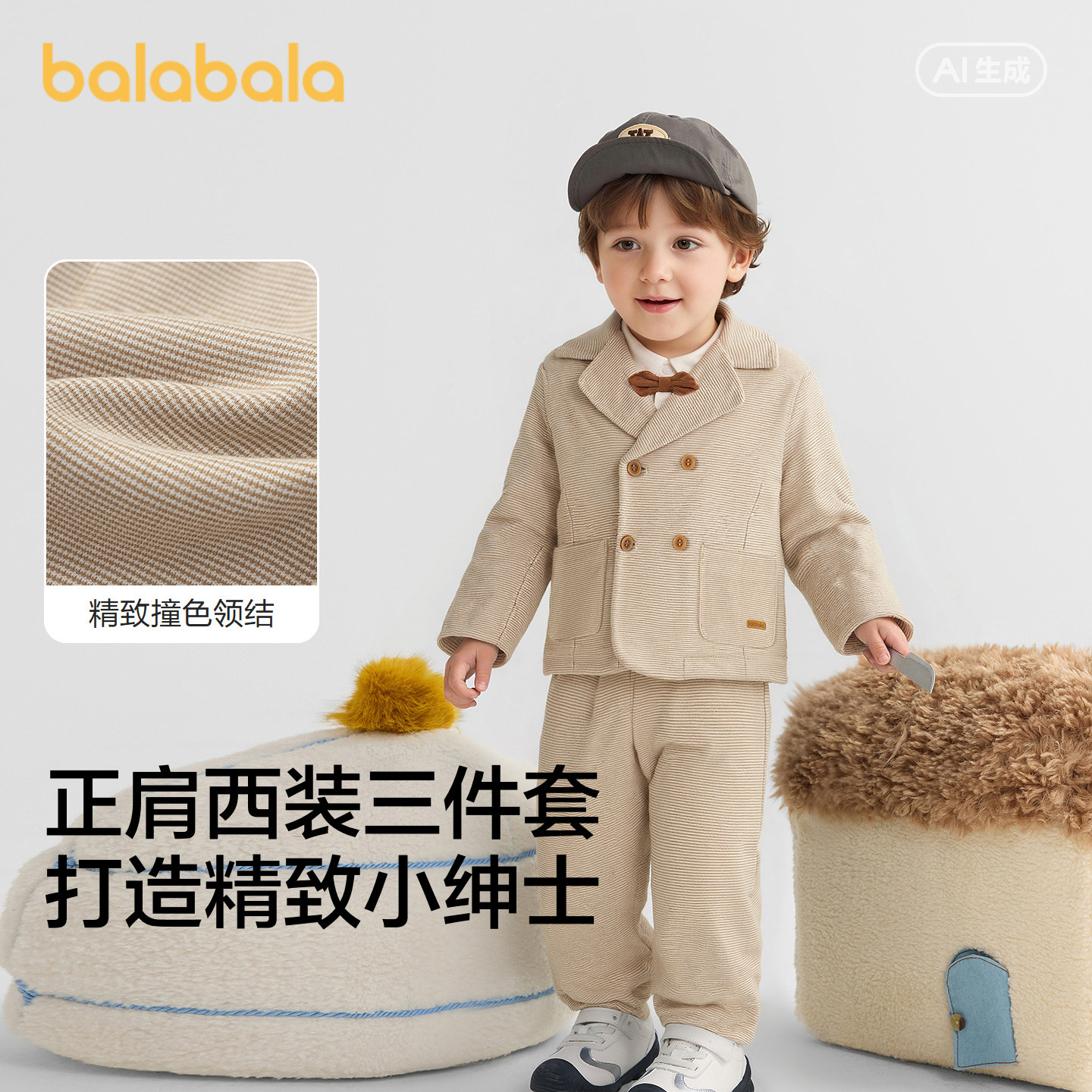 巴拉巴拉套装男童正肩西装三件套