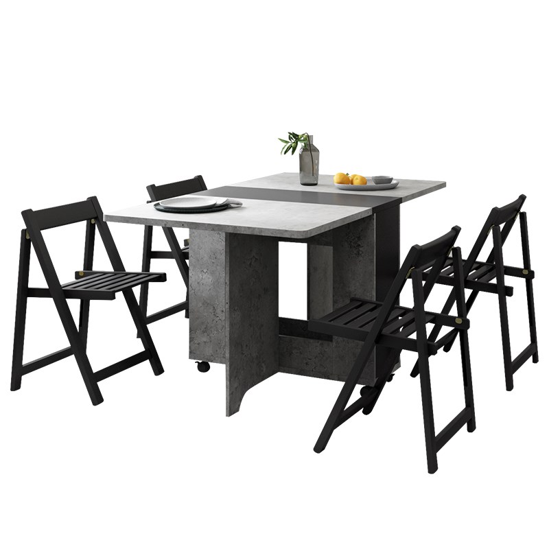 小户型折叠餐桌家用长方形伸缩可收纳省空间吃饭折叠餐桌椅子组合
