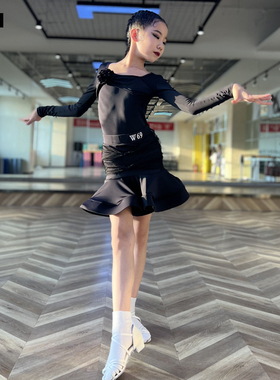 网红幼儿拉丁舞服装女专业舞蹈裙艺考服高级M儿童拉丁舞练功服秋