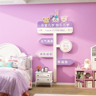 网红儿童房区墙面装 饰画墙贴纸公主女孩房间用品改造床头卧室布置