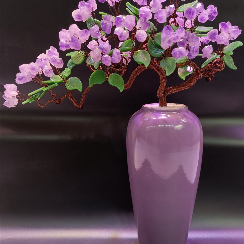 紫水晶发财树黄水晶摇钱树家居摆件客厅玄关酒柜店铺开业乔迁送礼