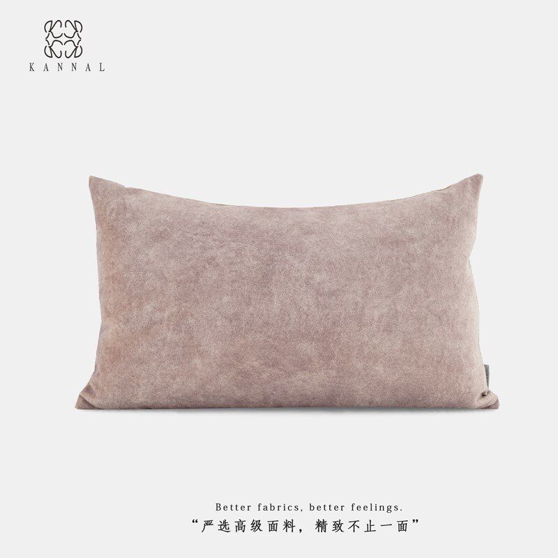 家人与花园法式优雅干枯玫瑰粉色米白毛绒抱枕样板间别墅腰枕