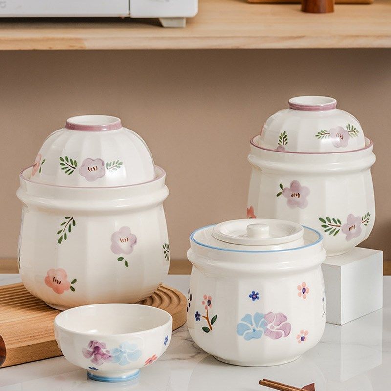 田园风泡菜坛子陶瓷泡菜坛密封储物罐泡菜罐腌菜坛双盖腌蛋坛,厨房/烹饪用具,泡菜罐/坛,淘宝优惠券,粉丝福利购,淘宝优惠卷