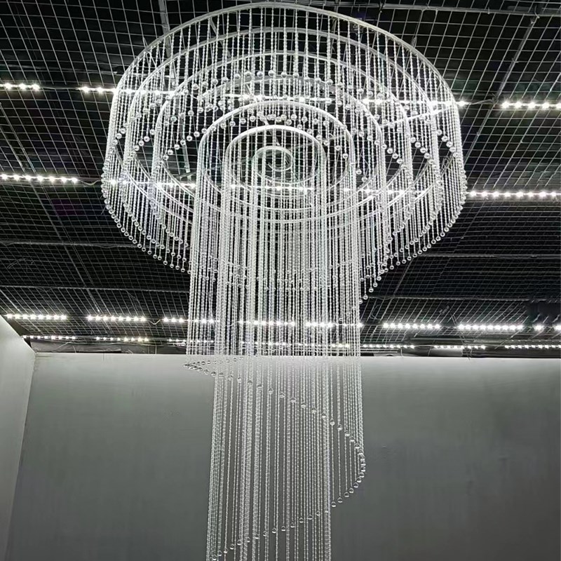 婚庆道具水晶珠帘吊顶螺旋圆环婚礼堂舞台空中布置装饰挂水晶成品