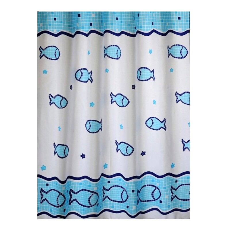 卫生间窗帘防水防霉涤纶浴帘淋浴帘浴室帘卡通海底鱼加厚门帘包邮
