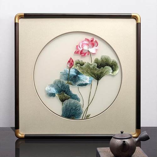 苏绣关挂画新中式客厅玄壁画成绣品山花鸟手工刺F986JJ67水装饰画