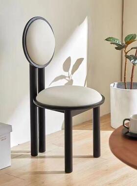 妆奶法式实木椅餐椅子NVV家用中古油复古设计师靠背化靠背椅现代