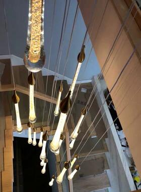 后现代楼梯吊挑358高厅客售楼部复轻奢长吊灯别墅式楼旋转楼梯灯