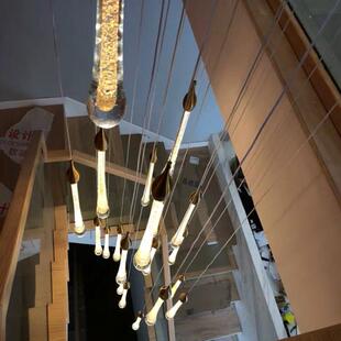 后现代楼梯吊挑358高厅客售楼部复轻奢长吊灯别墅式楼旋转楼梯灯