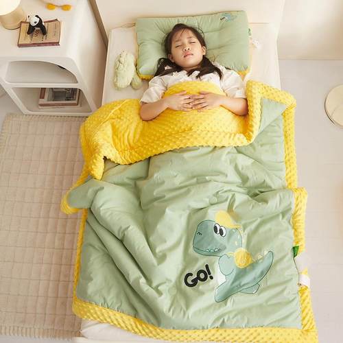 A通儿童卡豆豆被全棉水棉刺洗绣幼儿园春秋被婴类hm01儿秋冬加厚