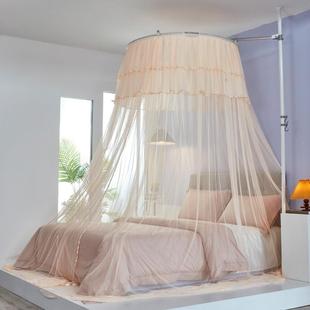 6008芳华天地杆不锈钢圆顶伸缩升免打降孔蚊帐帐防蚊厚防尘加密加