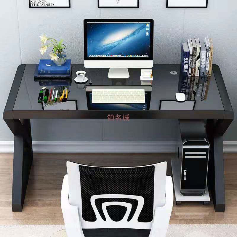 简约现代电脑桌台式桌家用书桌钢化玻璃办公桌多功能写字台学习桌