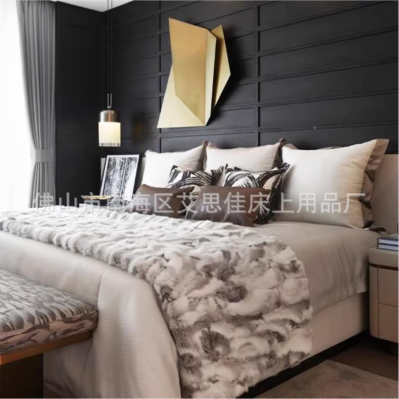 多现代2021012极套简轻奢样板房床品软含装家具展厅摆场高档床品
