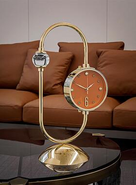 端大气座钟用台式高钟摆表客厅家现代轻奢21082A时尚创意时钟件静