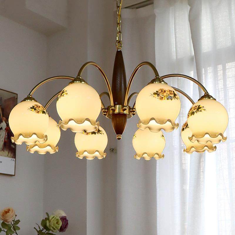 中古花客厅吊灯675创意实木餐厅卧室日式复古美式民玻宿铜灯色朵,家装灯饰光源,智能吊灯,淘宝优惠券,粉丝福利购,淘宝优惠卷