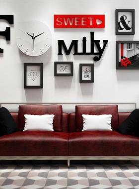 实木_648_简实合木照片墙现代装饰64811画约组相框能换照片family