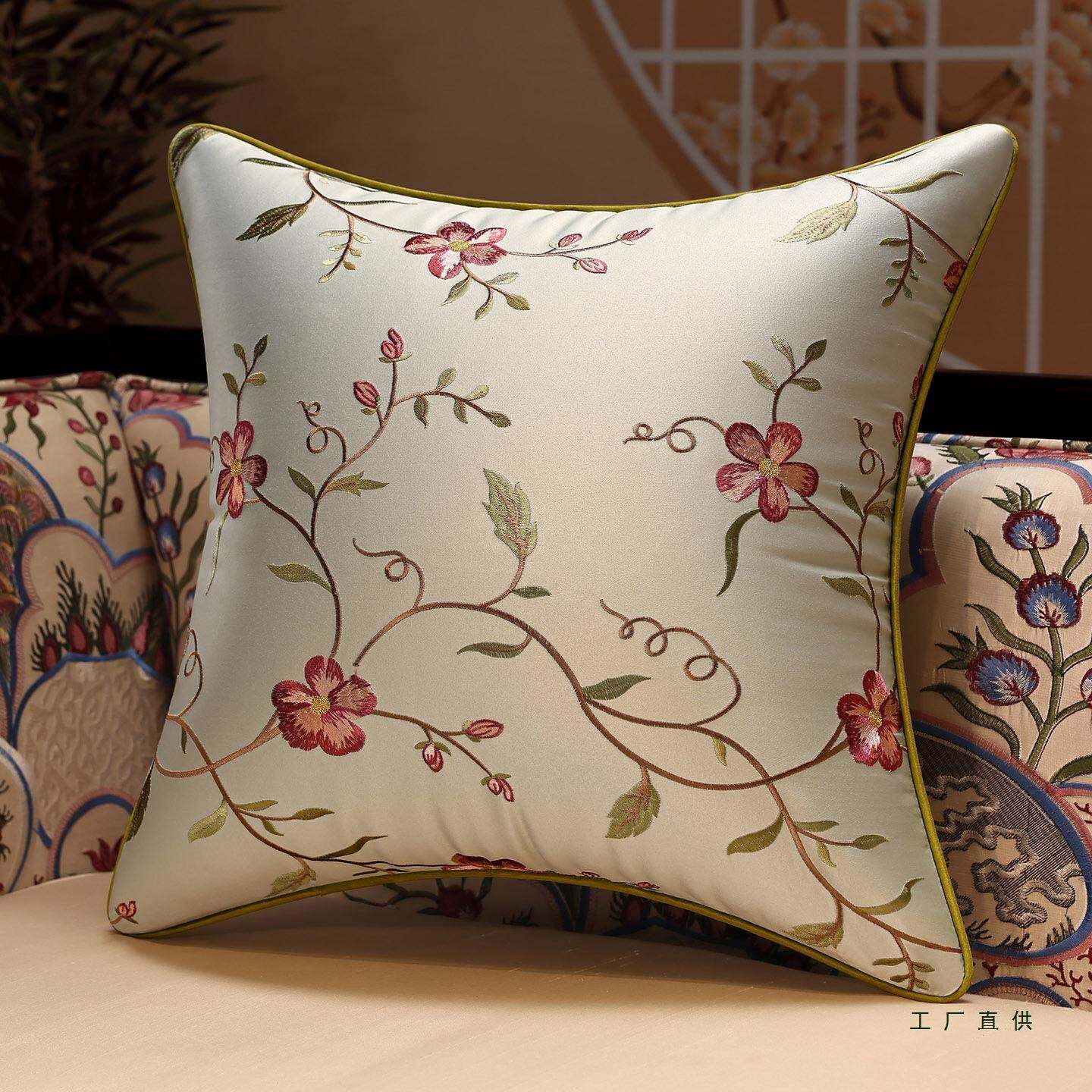 靠中式绣抱枕靠垫沙发靠枕不含套F5MT5J9S椅子大客厅长方形芯刺包