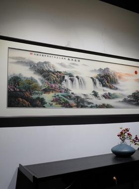 中山国风大气水源远流长纯手c008工苏绣刺绣成品带框客公室厅办装