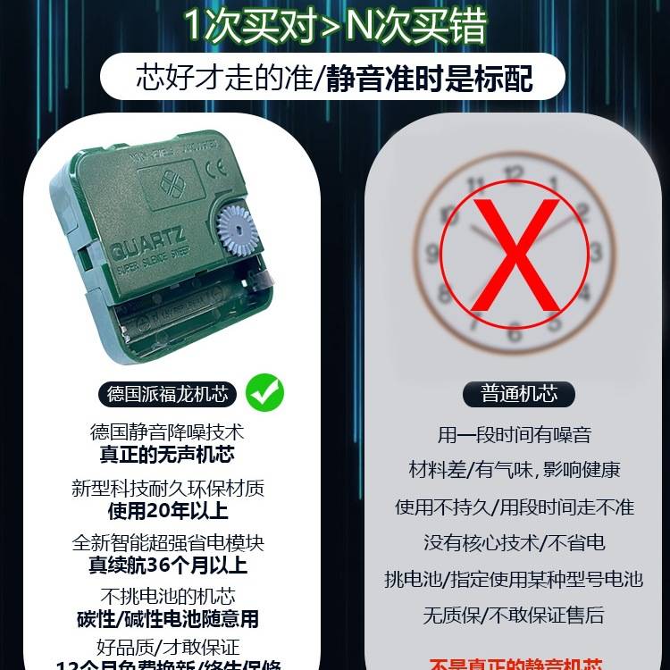 钟表挂钟客厅家用时尚创意静音免打孔挂墙简约石英电子时钟