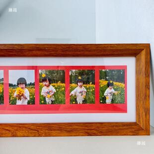 彩虹方挂相框拍立得相纸实木条宽幅5寸ALtlznyl框架mini长寸形摆