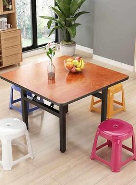 折叠餐桌正方形饭出租01NHV_16吃简房约子实木四方桌家用方桌大圆桌小饭桌