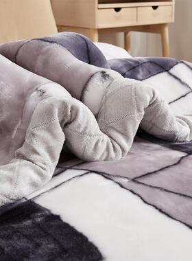 拉舍尔毯冬季加加绒OZZ午睡盖毯子床单人宿舍学生珊被瑚法厚毛兰