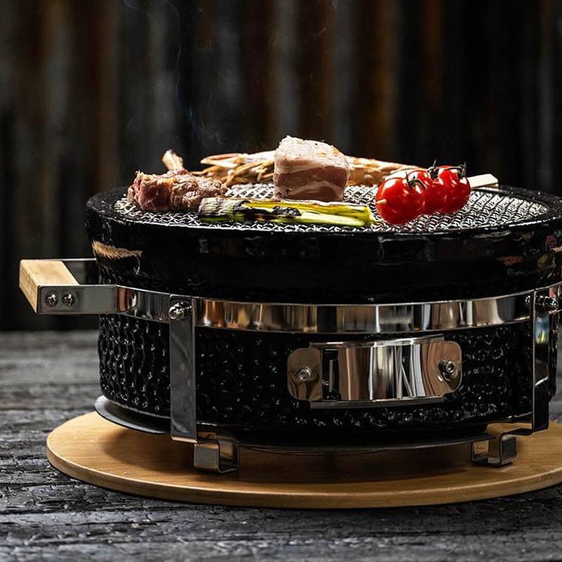 大铁蛋日式圆形陶瓷烧烤炉户外韩式烤炉bbq炭火烟熏炉炉木炭烤炉