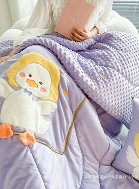 加厚加绒豆豆卡通贴F97T759H布绣功能多绒抱枕被两用沙发汽车子载