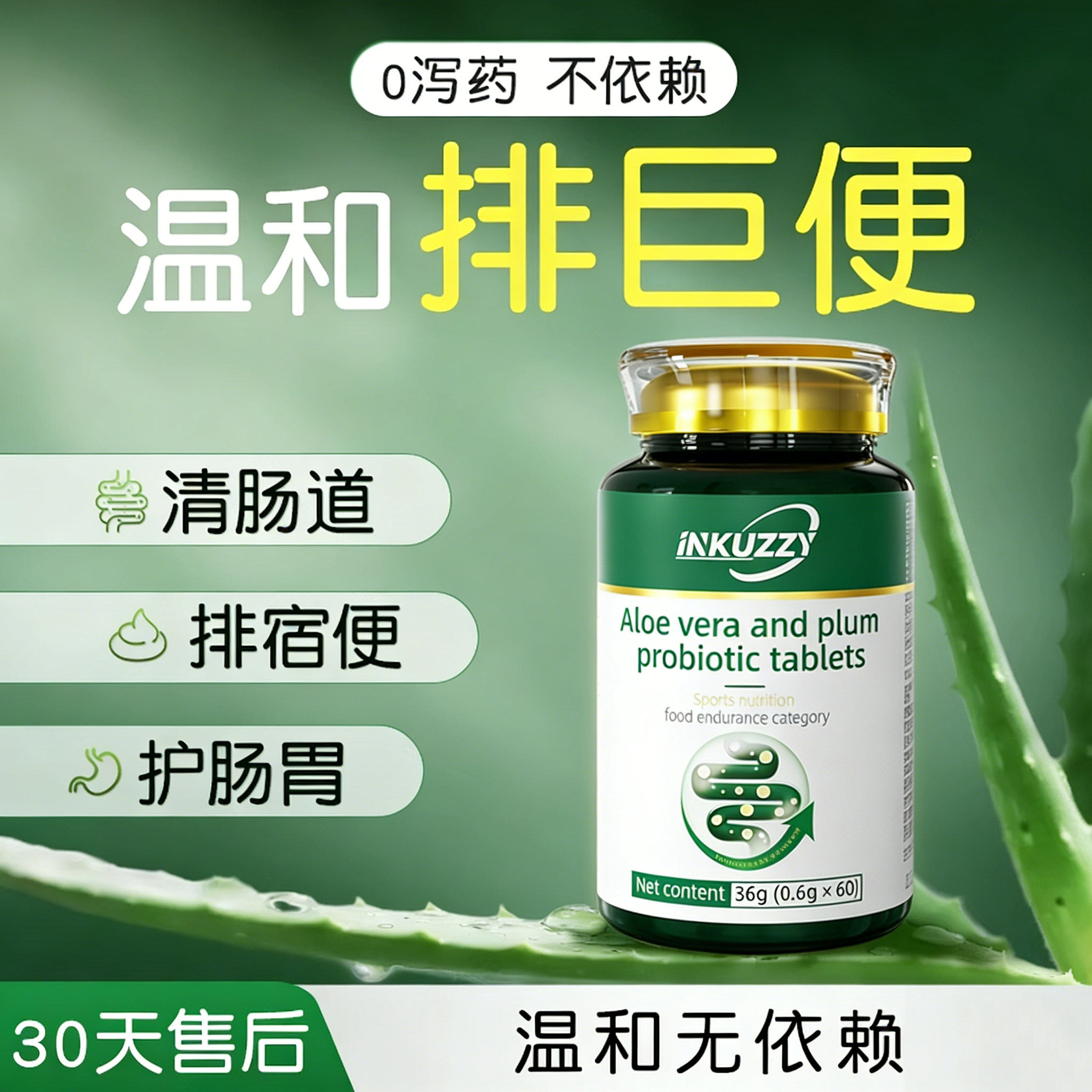 芦荟西梅益生菌片酵素西梅片清肠排宿便非排毒畅润60片肠官方正品