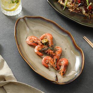 鱼盘菜RFK盘陶盘瓷酒子家用创意稀奇古怪的盘子不规餐则商用餐厅