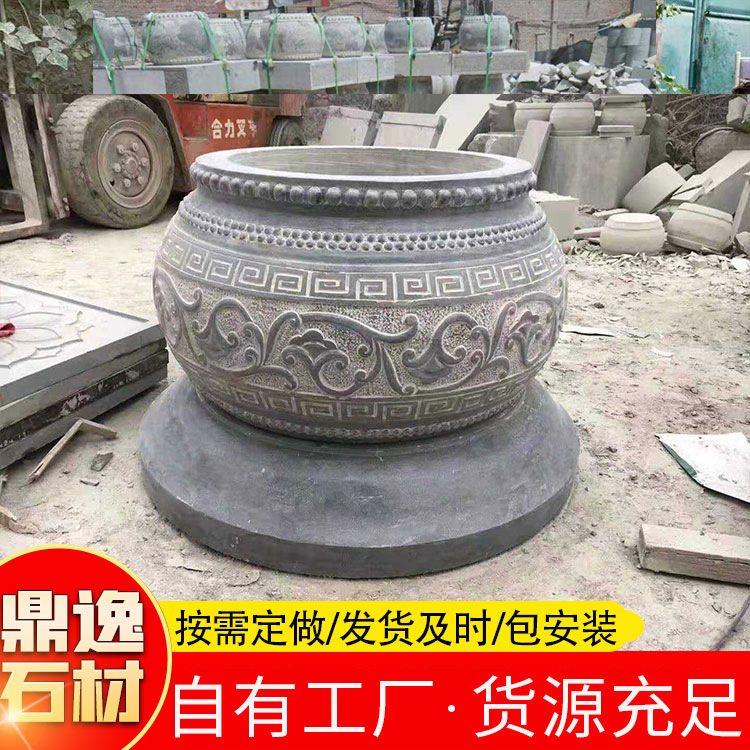 仿古柱基石青石石雕柱顶石古建筑柱墩雕刻柱础石石雕装饰摆件