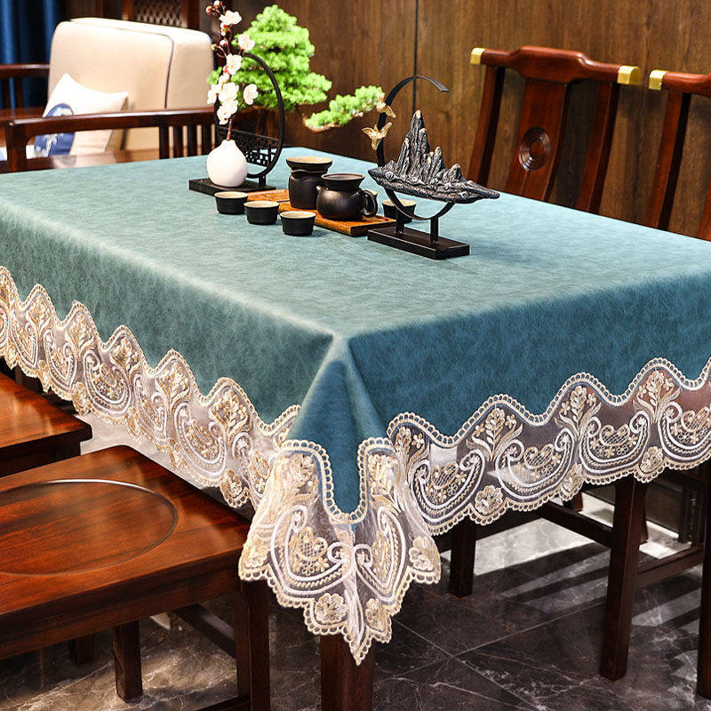 F8H桌布座布餐桌布防水防油免洗防烫现代简约皮革长方形家用餐桌