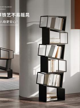 约I1现代简柜家用立式书架置物架客厅轻奢落收纳架G4地多层铁展艺书示架收